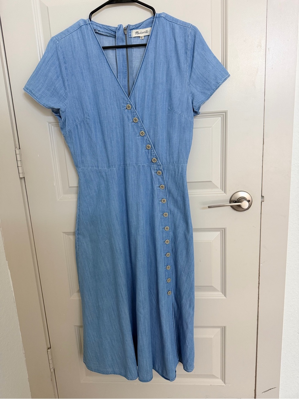 Madewell Indigo Button-Wrap Midi Dress size 4 - Picture 3 of 6